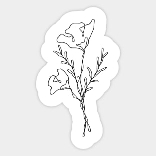 Wild Flower Botanical Line Art | Elegant Floral Leaf Design Sticker